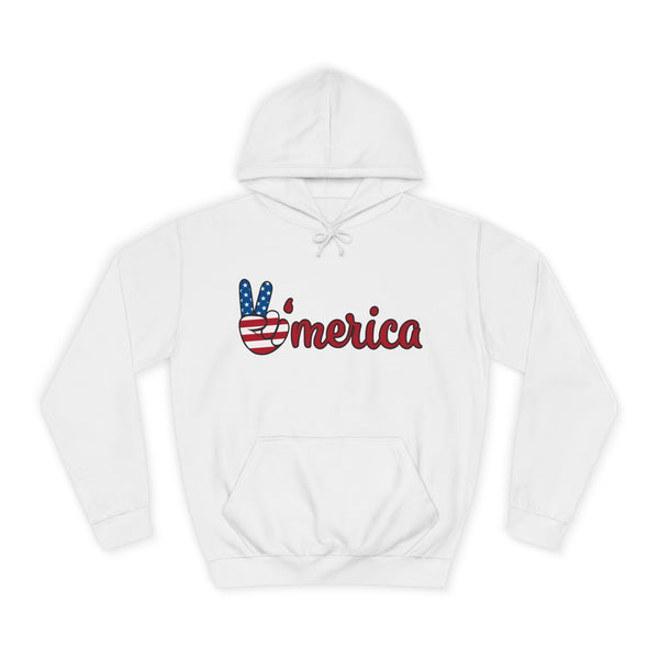 White hoodie with 'merica design on a white background